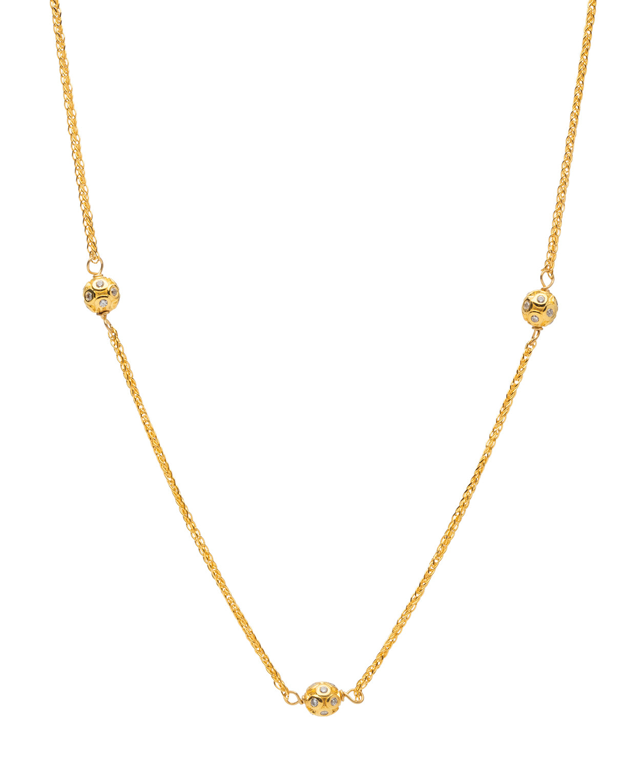 Gift Packaged 'Arya' 18ct Yellow Gold Plated 925 Silver & Cubic Zirconia Ball Necklace