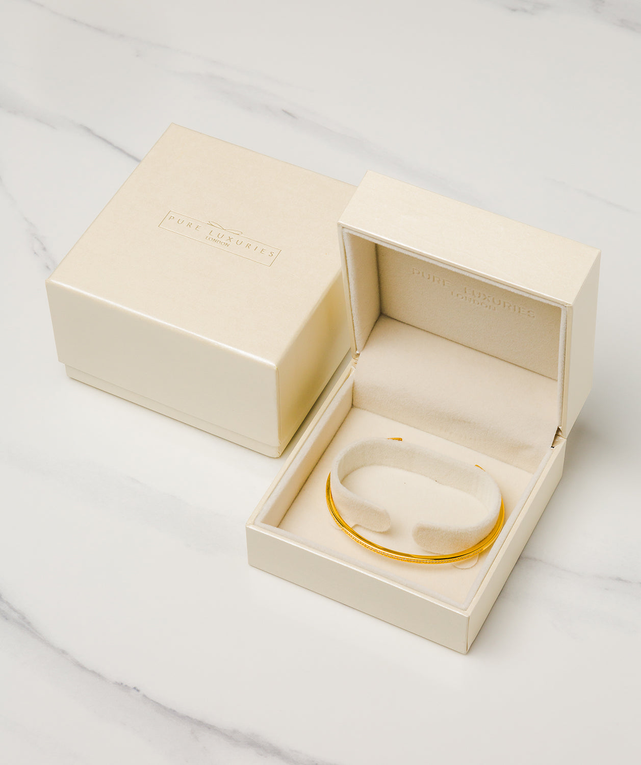 Gift Packaged 'Isla' 18ct Yellow Gold Plated Sterling Silver Cubic Zirconia Encrusted Bangle