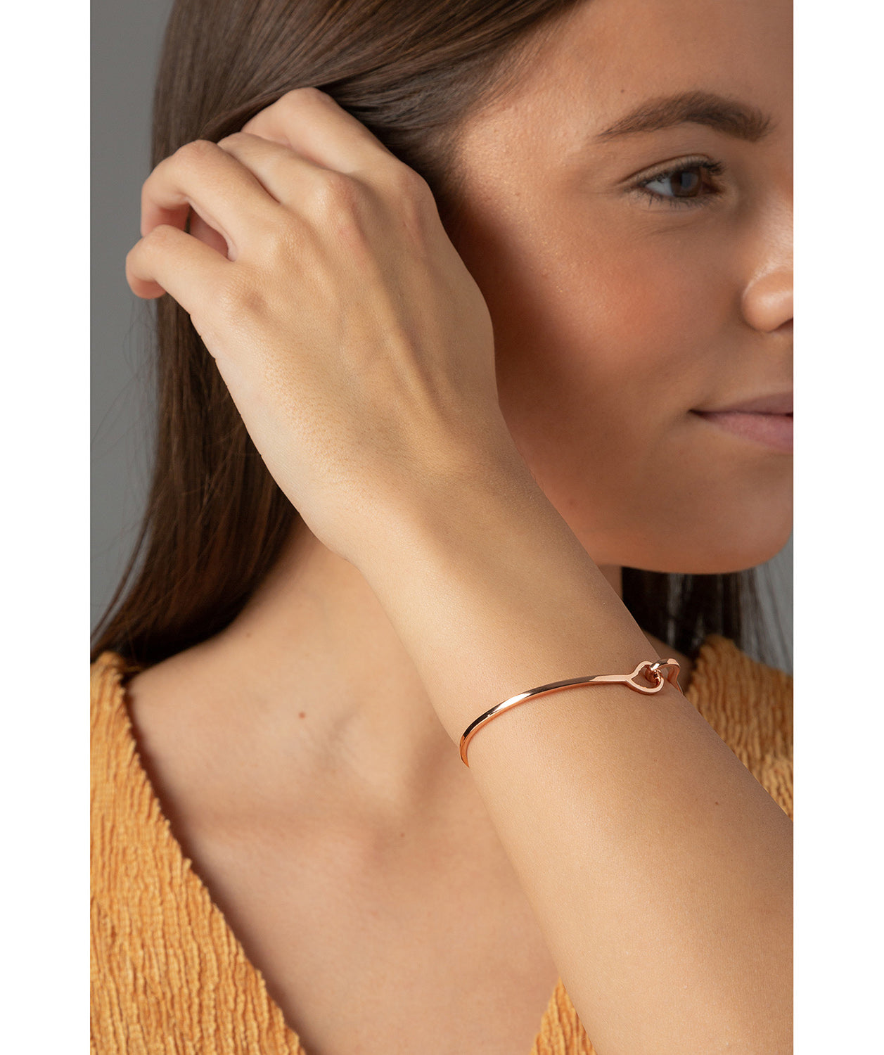 'Monica' Rose Gold Plated Sterling Silver Hook Bangle image 2