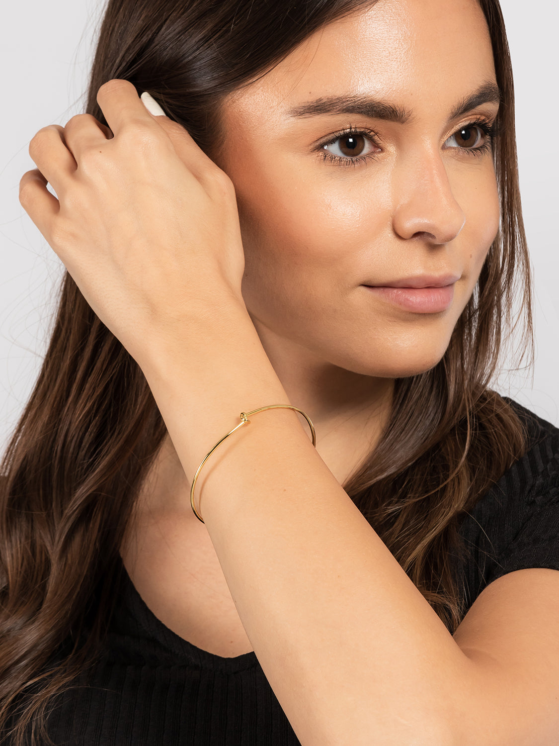 Gift Packaged 'Leah' 18ct Yellow Gold Plated 925 Silver Minimalist Knot Bangle