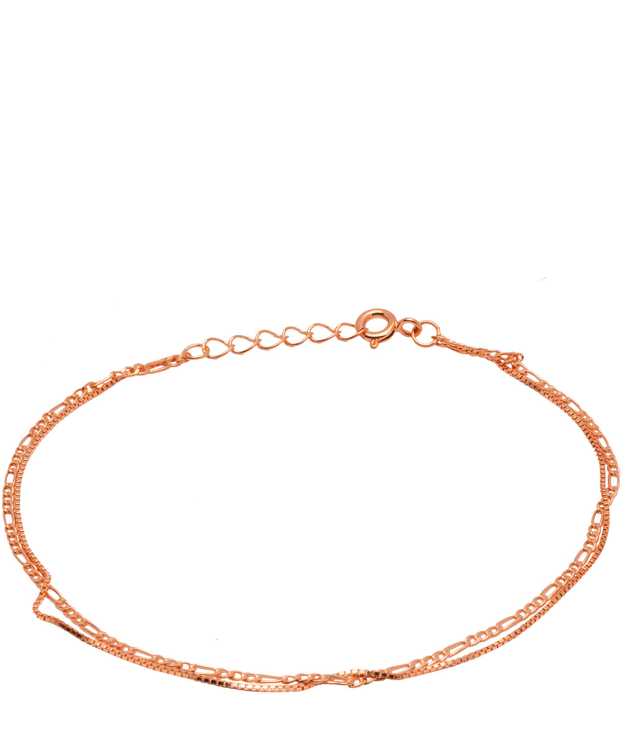 Gift Packaged 'Aubrey' 18ct Rose Gold Plated 925 Silver Double Chain Bracelet