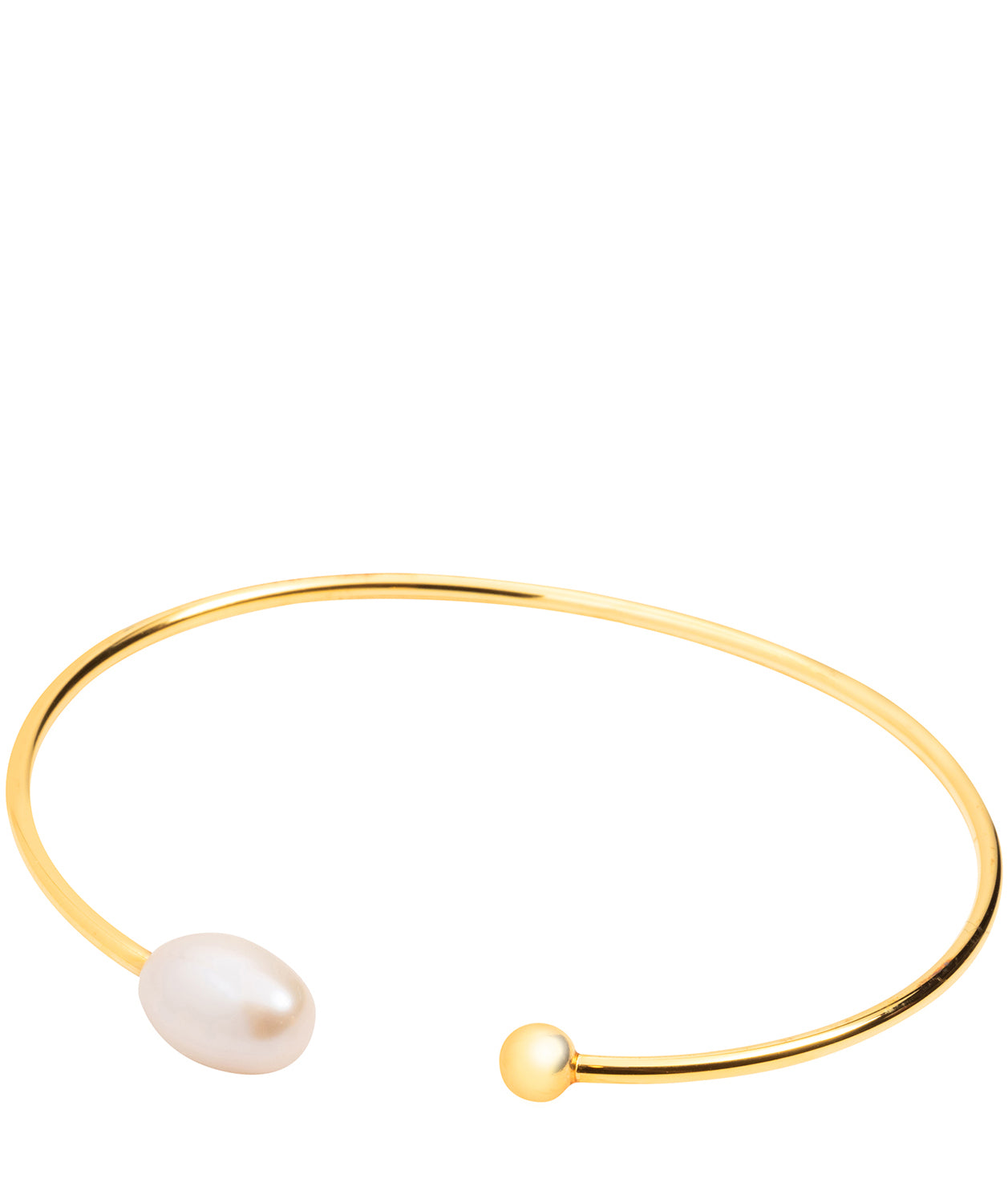 Gift Packaged 'Cruz' 18ct Yellow Gold Plated Sterling Silver Freshwater Pearl Dainty Bangle