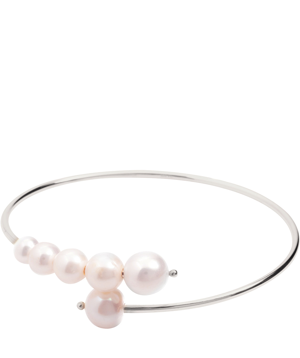 Gift Packaged 'Trina' Sterling Silver Freshwater Pearl Cluster Bangle