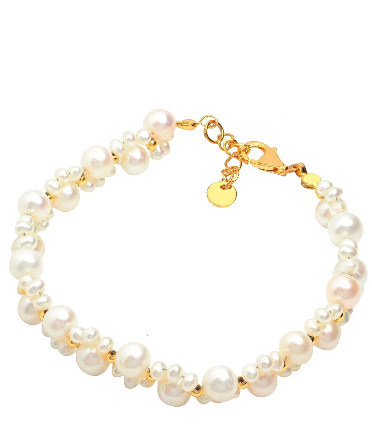 Gift Packaged 'Frances' 18ct Yellow Gold Plated Sterling Silver Freshwater Pearl Cluster Bracelet