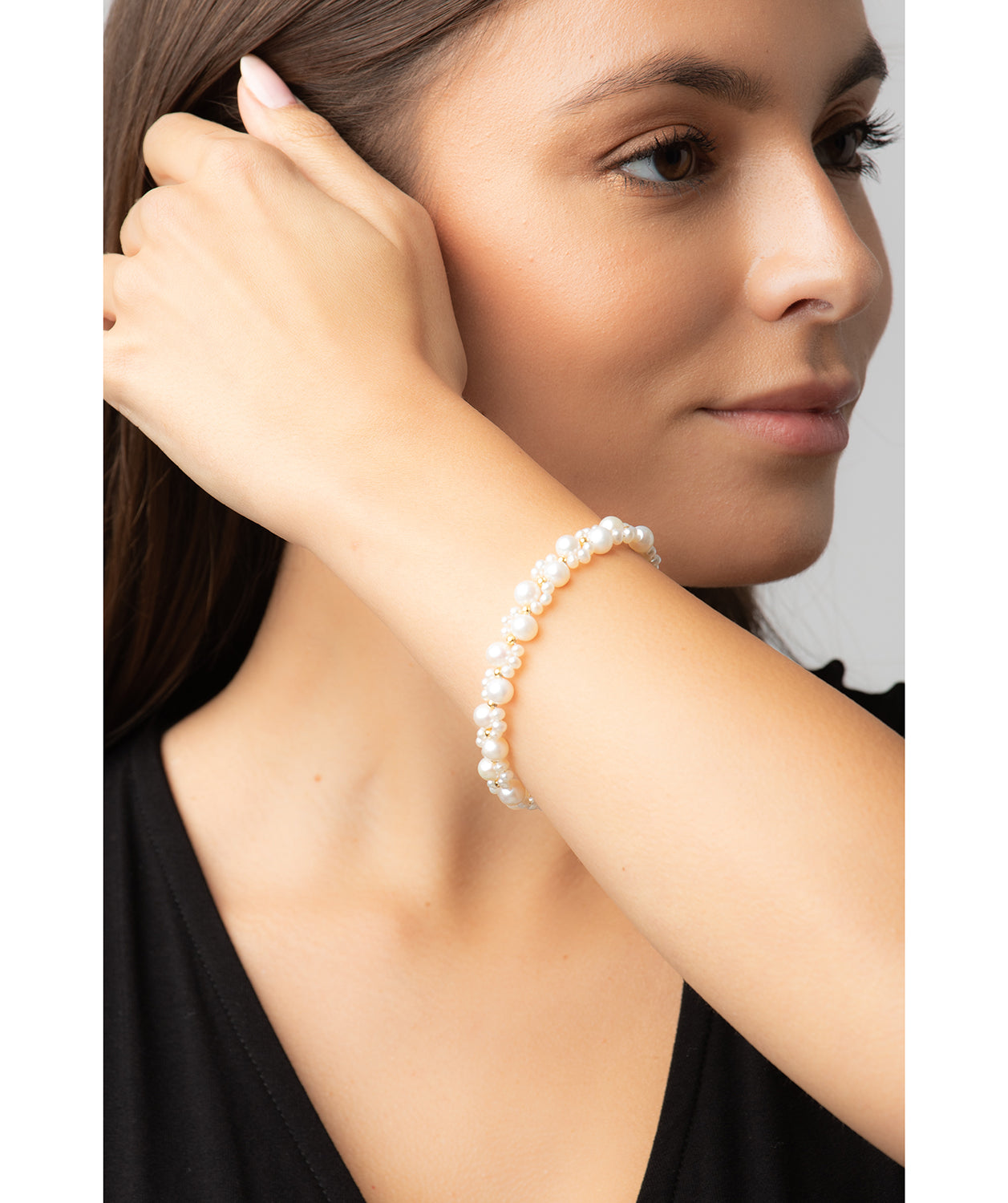 Gift Packaged 'Frances' 18ct Yellow Gold Plated Sterling Silver Freshwater Pearl Cluster Bracelet