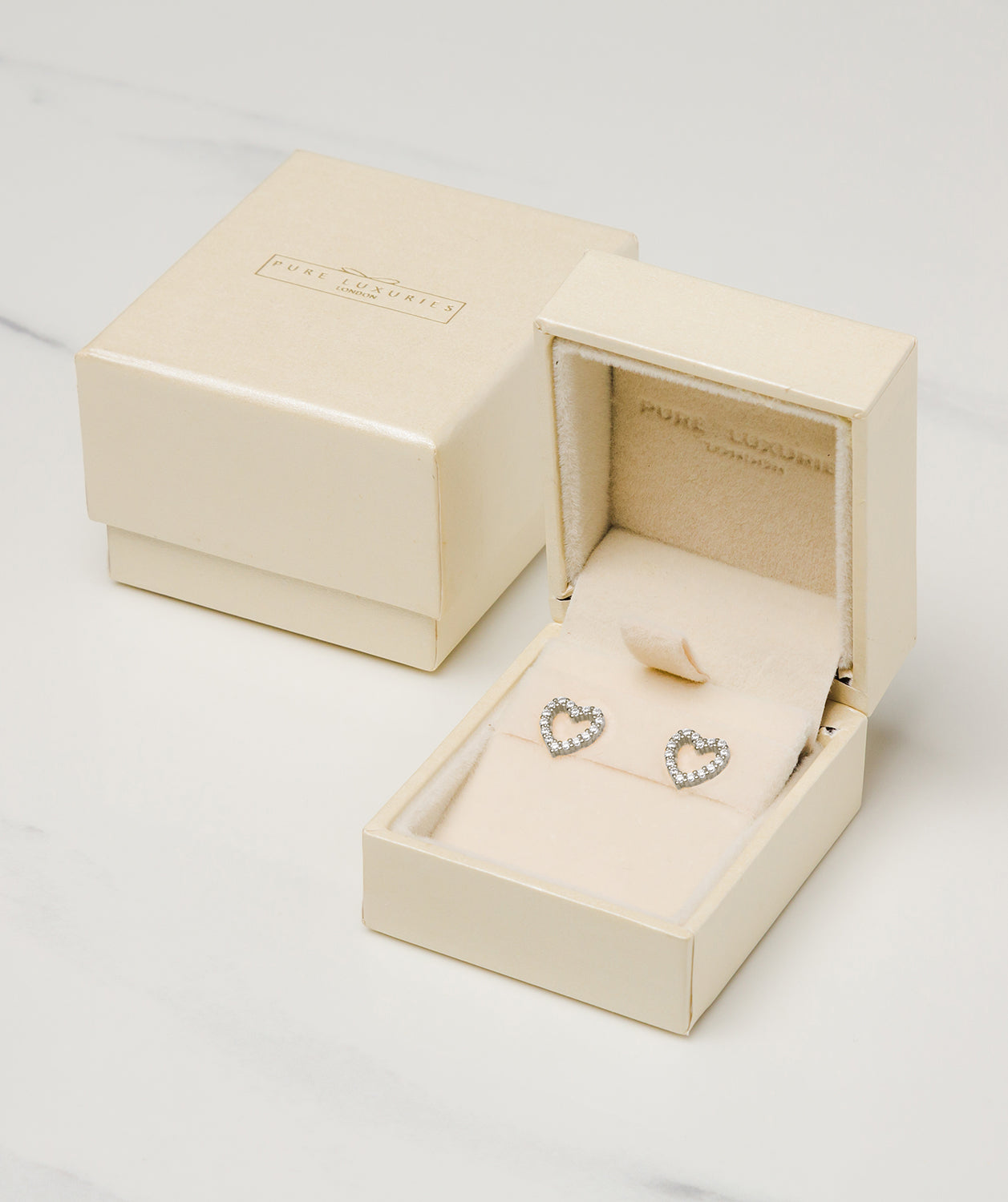 Gift Packaged 'Pau' Sterling Silver Heart Stud Earrings