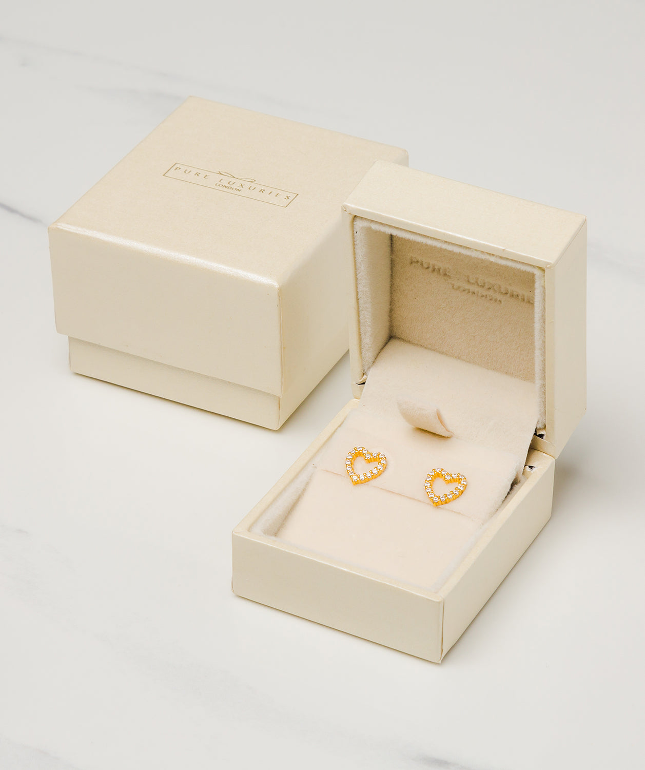 Gift Packaged 'Pau' 18ct Yellow Gold Plated Sterling Silver Heart Stud Earrings