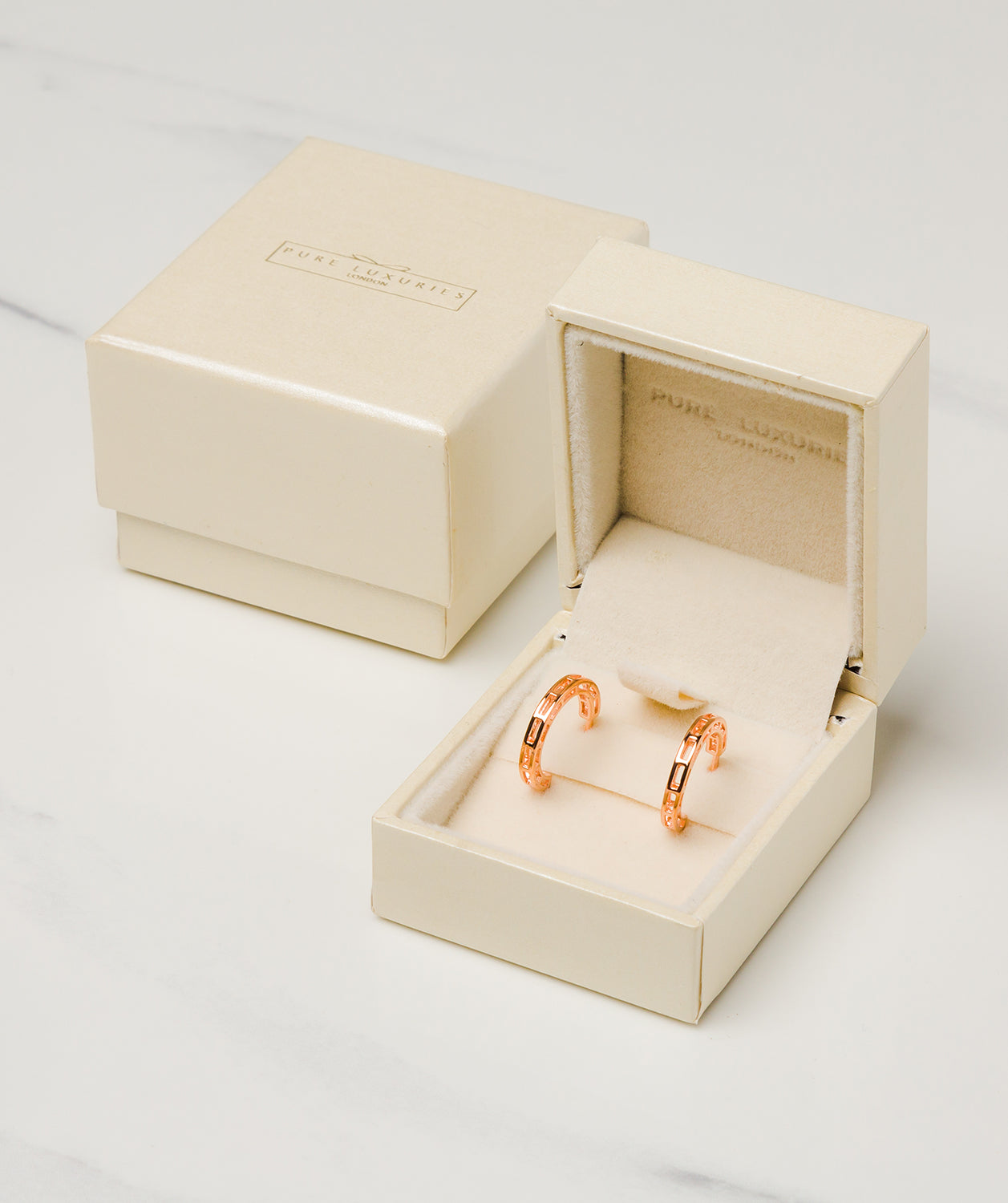 Gift Packaged 'Metz' 18ct Rose Gold Plated Sterling Silver Hoop Earrings