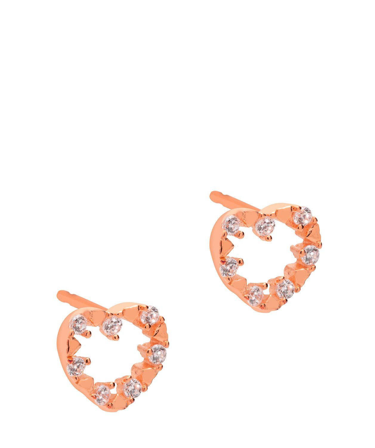 Gift Packaged 'Honoria' 18ct Rose Gold Plated Sterling Silver Encrusted Heart Earrings