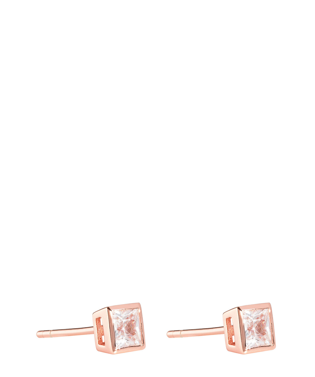 'Berenice' Rose Gold Plated Sterling Silver Crystal Cube Earrings image 1