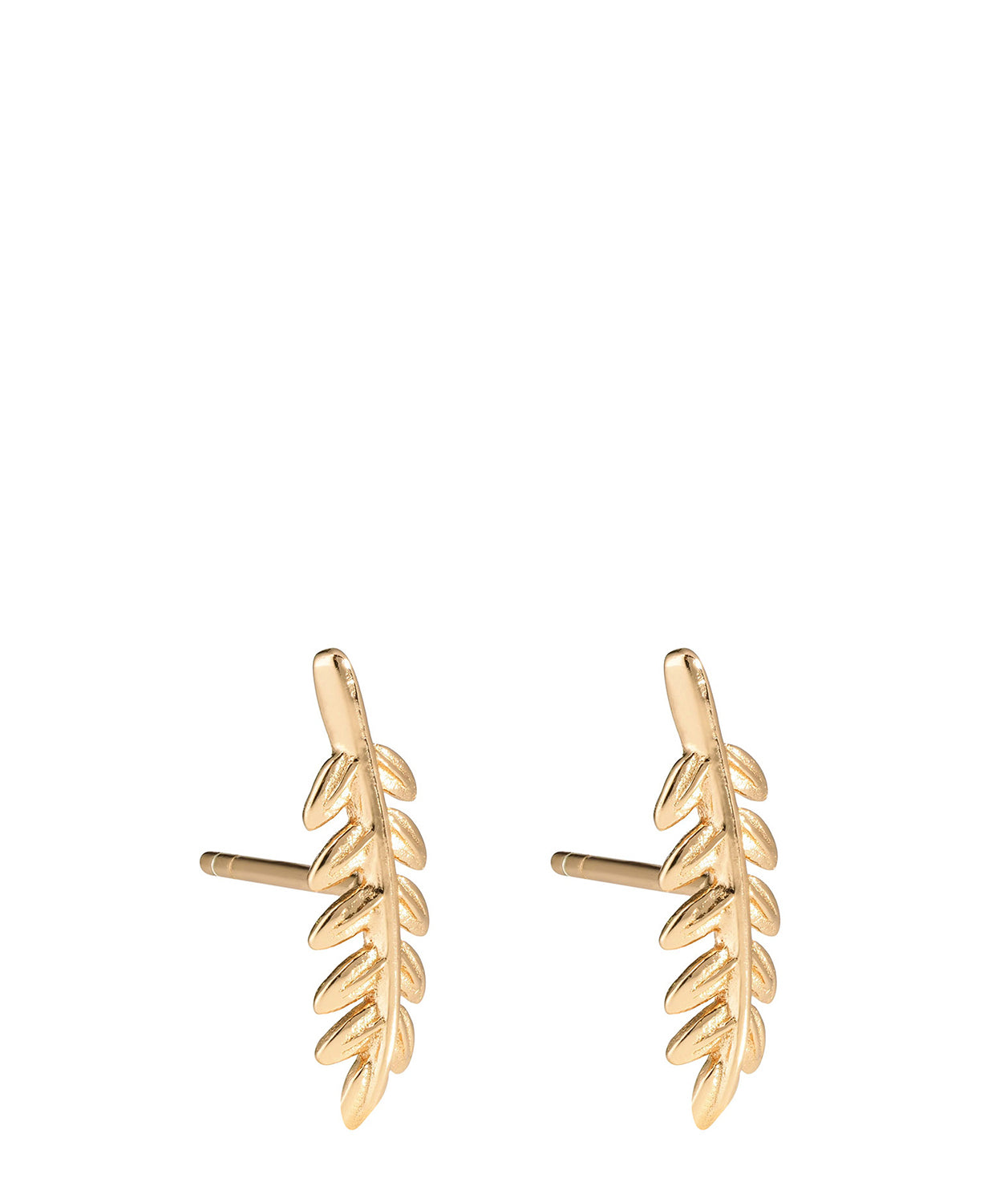 'Millau' Yellow Gold Plated Sterling Silver Leaf Stud Earrings image 1