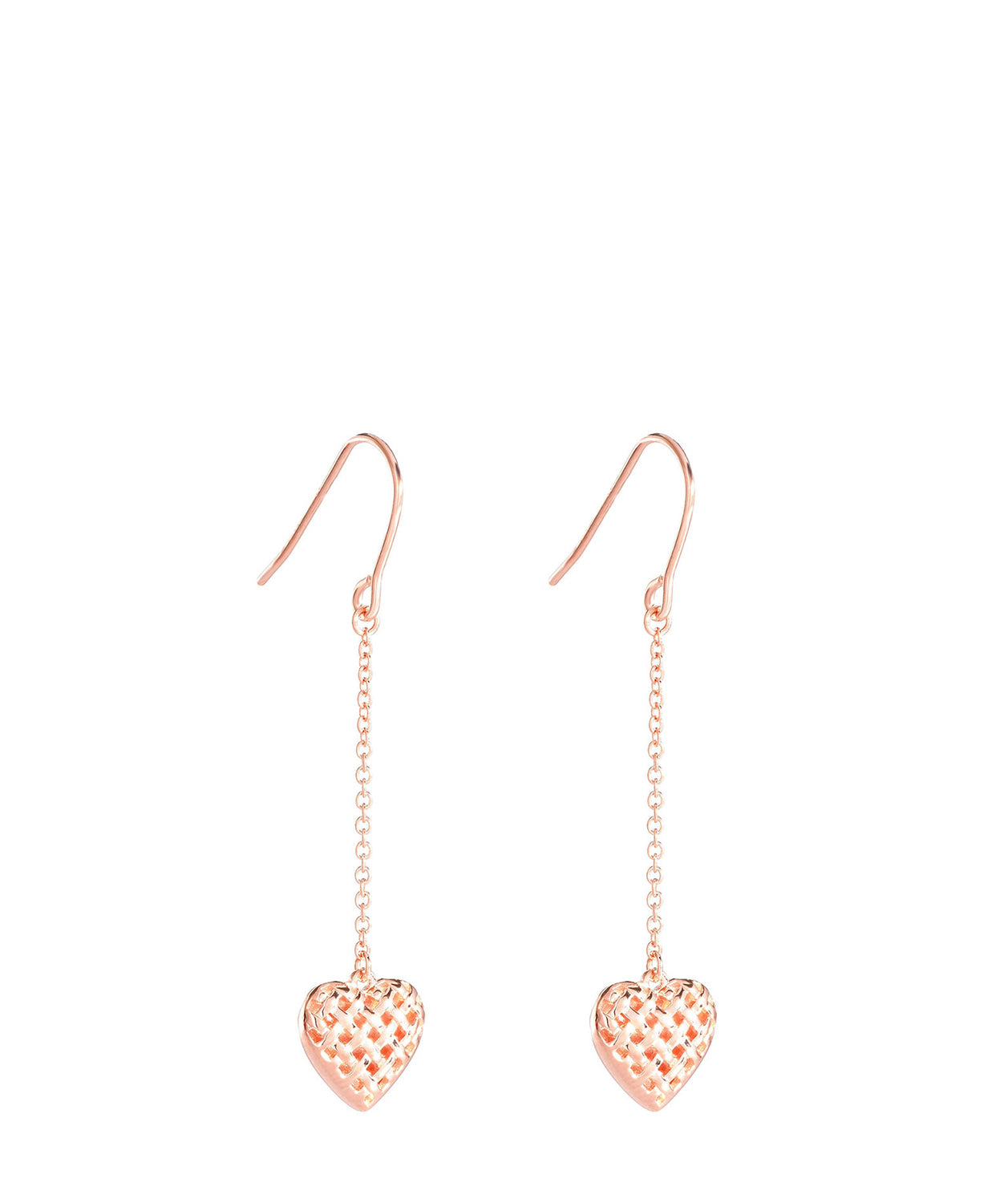 'Quintia' Rose Gold Plated Sterling Silver Woven Heart Earrings image 1