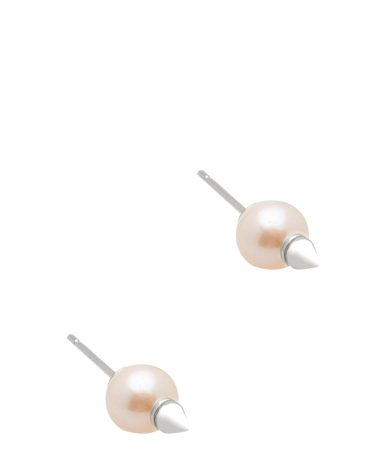 Gift Packaged 'Lysha' 925 Silver Cone & Freshwater Pearl Stud Earrings