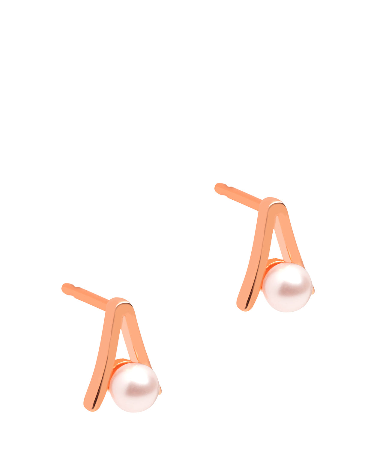 Gift Packaged 'Bastia' 18ct Rose Gold Plated Sterling Silver and Pearl Stud Earrings