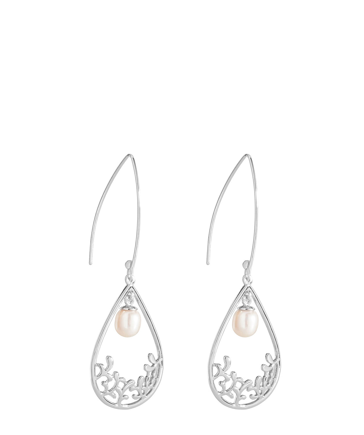 'Antoinette' Sterling Silver Teardrop Pearl Earrings image 1