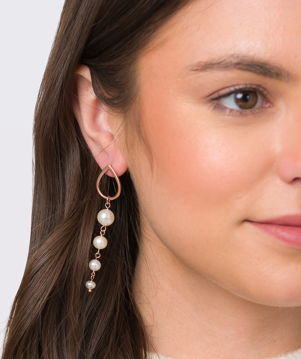 Gift Packaged 'Esperanza' 18ct Rose Gold Plated Sterling Silver Freshwater Pearl Earrings