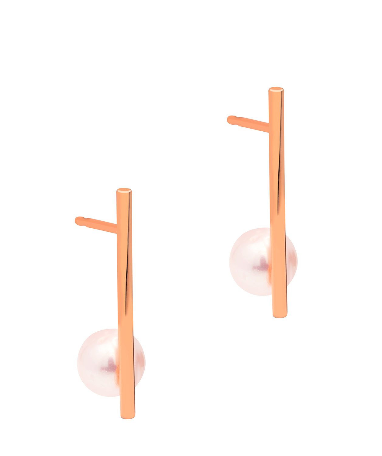 Gift Packaged 'Susan' 18ct Rose Gold Plated Sterling Silver Bar Freshwater Pearl Earrings