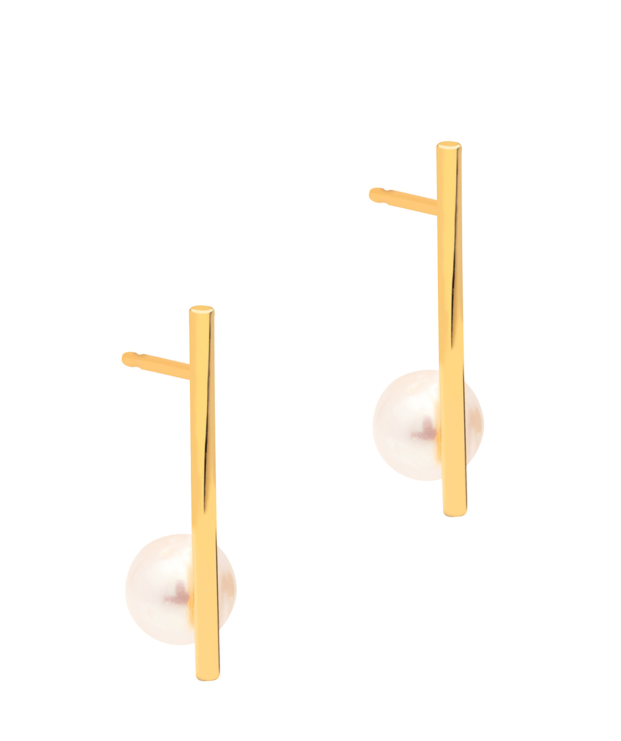 Gift Packaged 'Susan' 18ct Yellow Gold Plated Sterling Silver Bar Freshwater Pearl Earrings