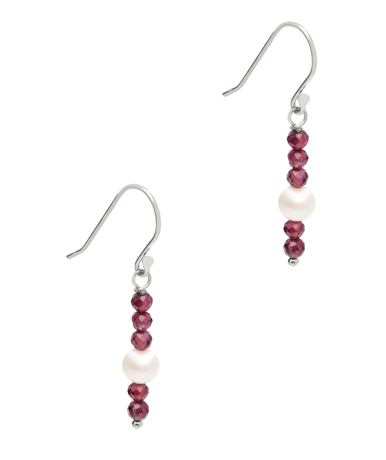 Gift Packaged 'Hetty' 925 Silver with Freshwater Pearl & Plum Gemstone Drop Earrings