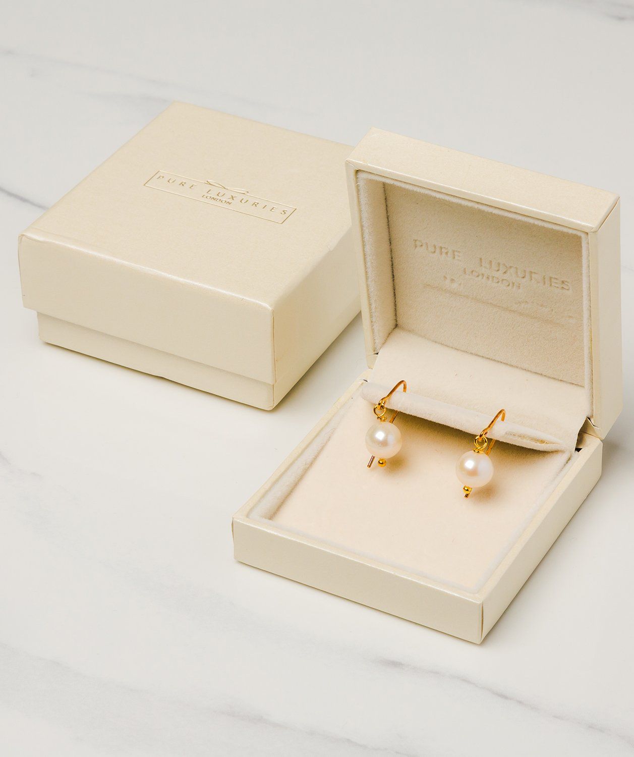 Gift Packaged 'Mendes' 18ct Yellow Gold Plated Sterling Silver Classic Freshwater Pearl Drop Earrings