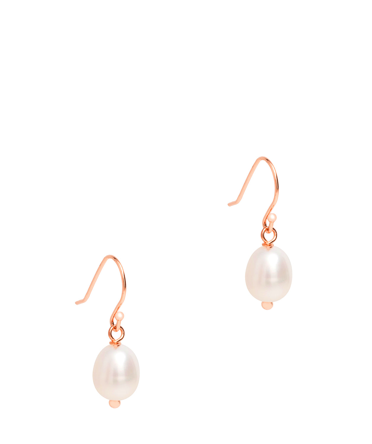 Gift Packaged 'Lucero' 18ct Rose Gold Plated Sterling Silver Ringed Baroque Freshwater Pearl Drop Earrings