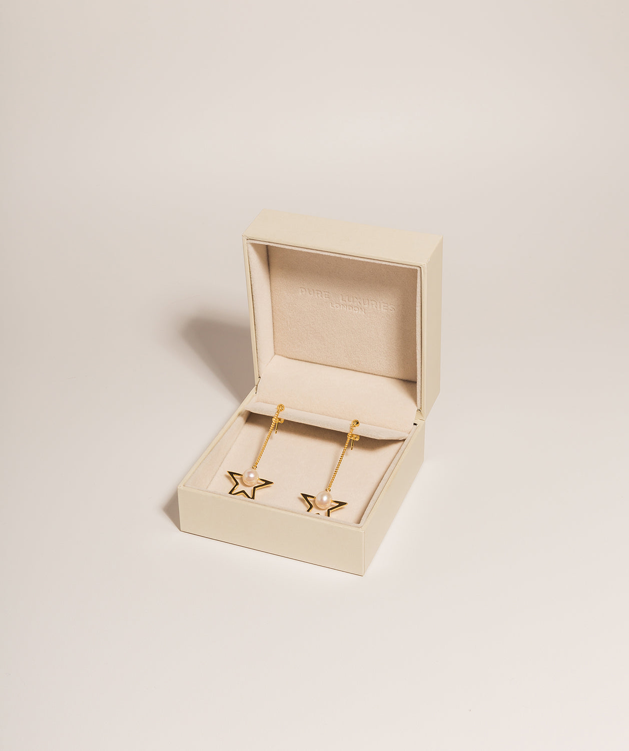 Gift Packaged 'Clementine' 18ct Yellow Gold Plated 925 Silver and Freshwater Pearl Star Drop Earrings