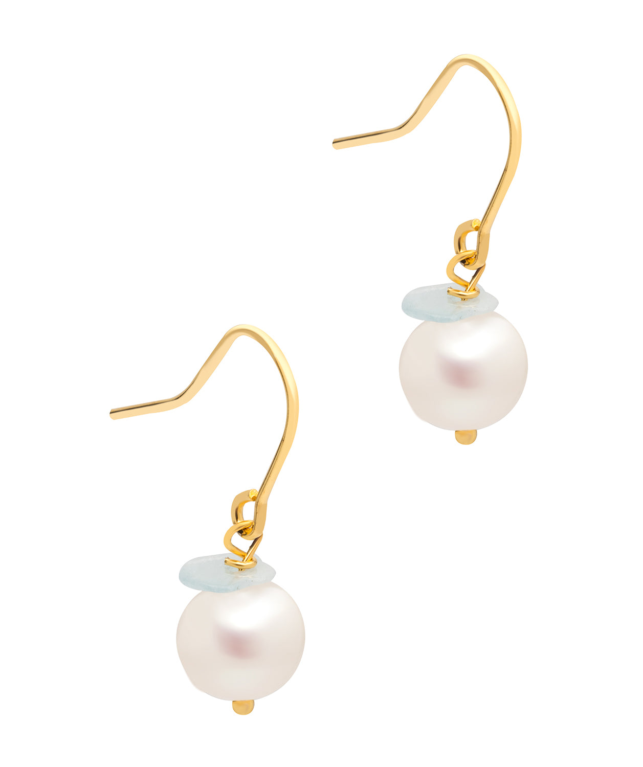 Gift Packaged 'Zeloa' 18ct Yellow Gold Plated 925 Silver with Freshwater Pearl and Blue Gemstone Drop Earrings