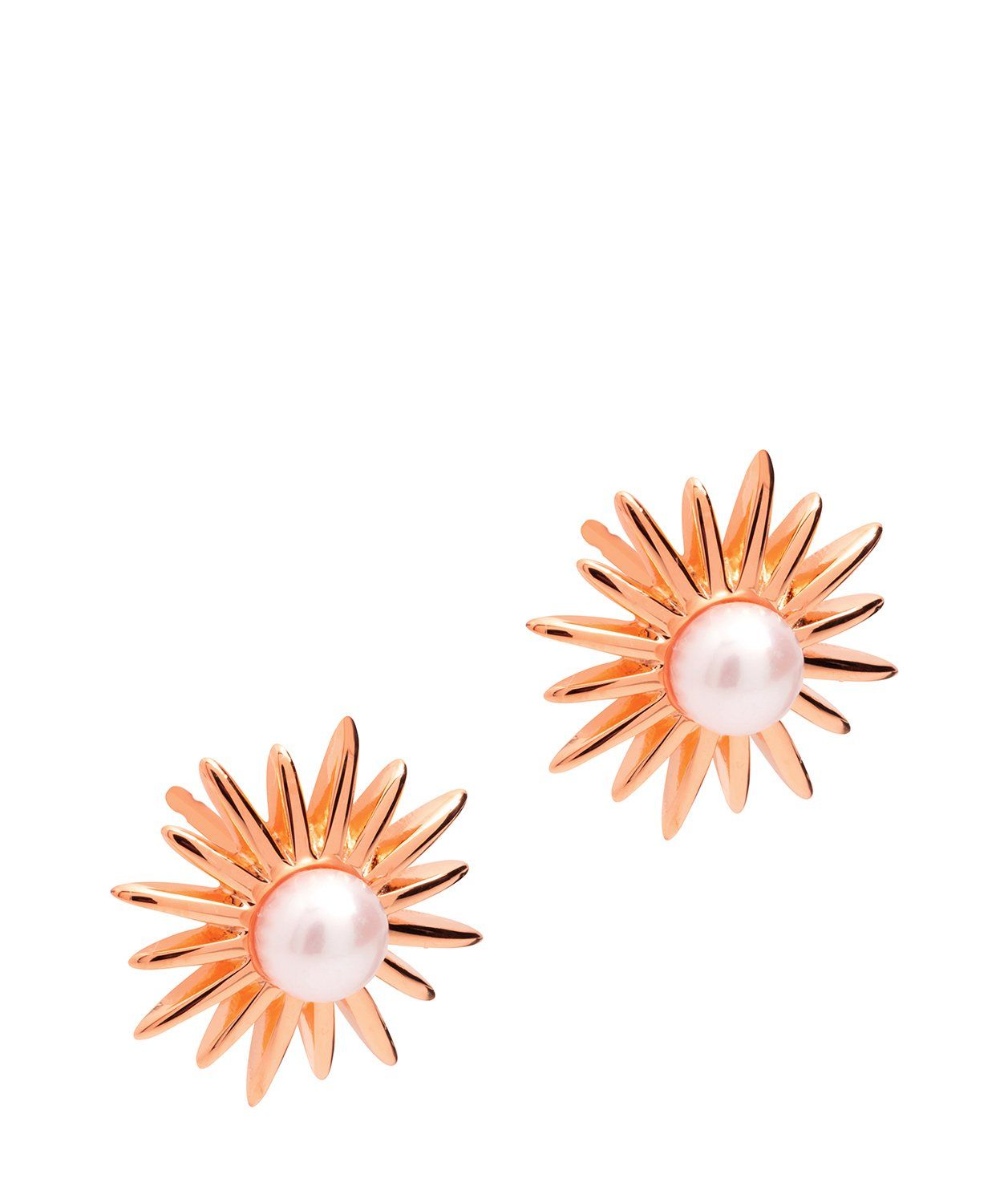 Gift Packaged 'Valerie' 18ct Rose Gold Plated Sterling Silver Freshwater Pearl Sunburst Earrings