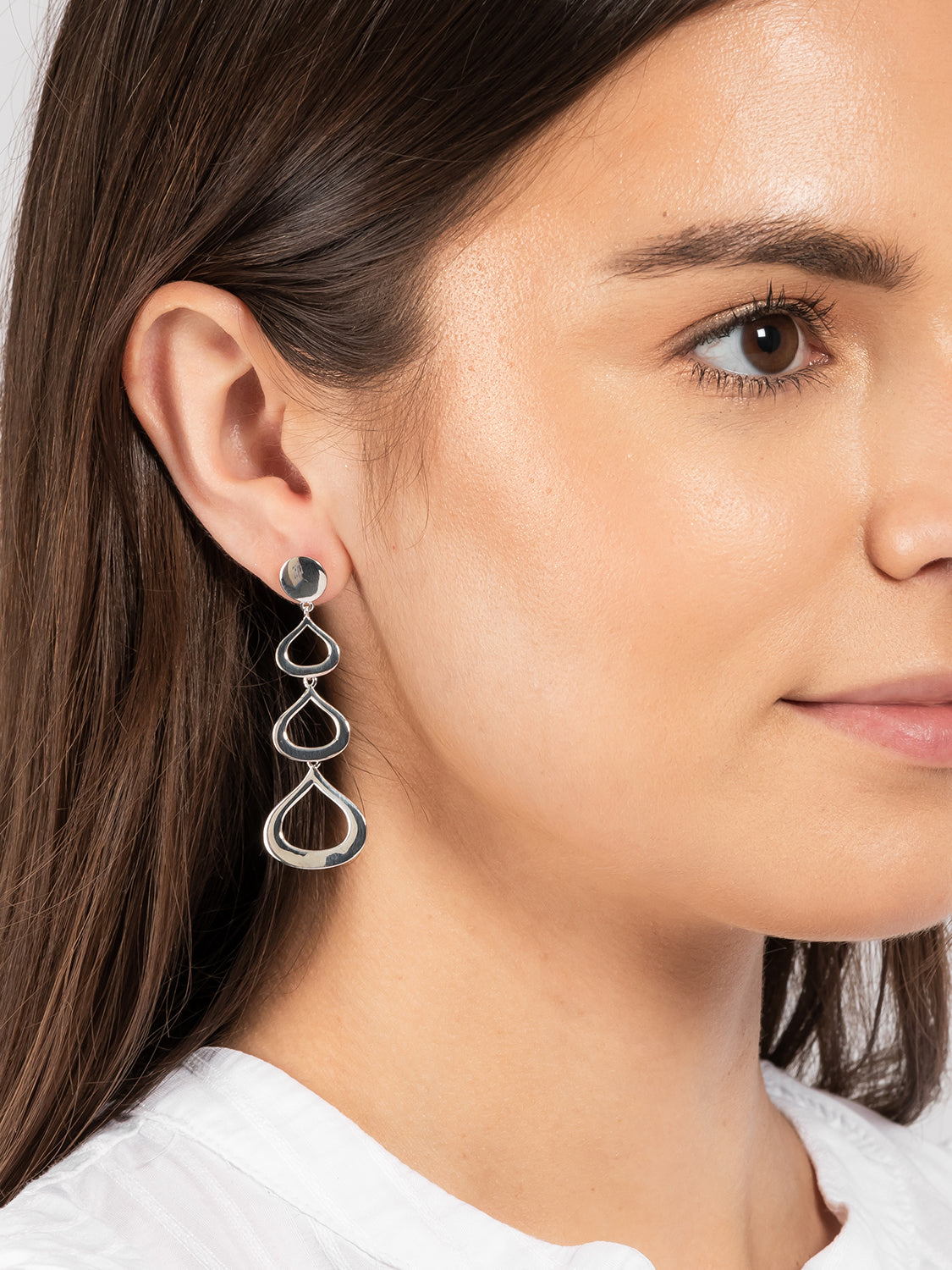 Gift Packaged 'Samara' 925 Silver Cut-Out Raindrop Drop Earrings