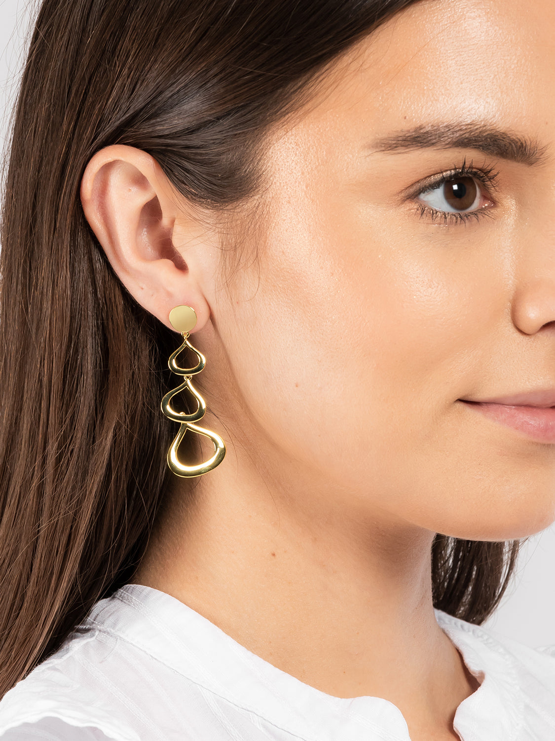 Gift Packaged 'Samara' 18ct Yellow Gold Plated 925 Silver Cut-Out Raindrop Drop Earrings