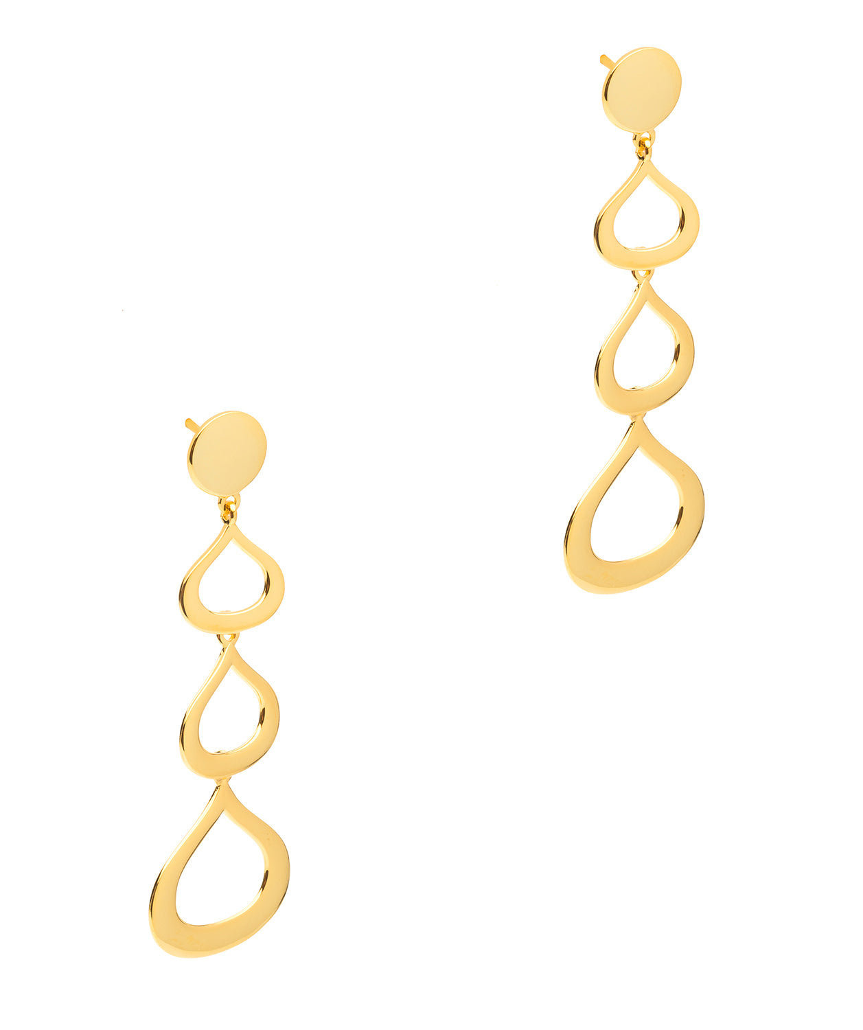 Gift Packaged 'Samara' 18ct Yellow Gold Plated 925 Silver Cut-Out Raindrop Drop Earrings