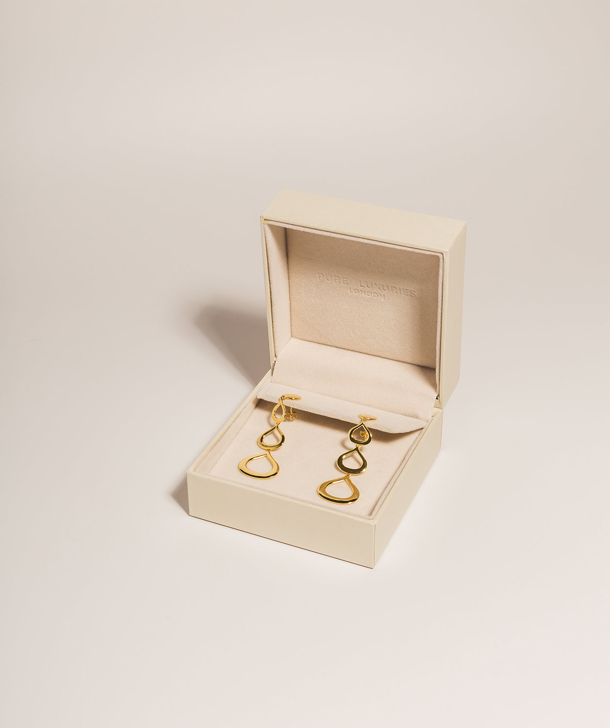 Gift Packaged 'Samara' 18ct Yellow Gold Plated 925 Silver Cut-Out Raindrop Drop Earrings