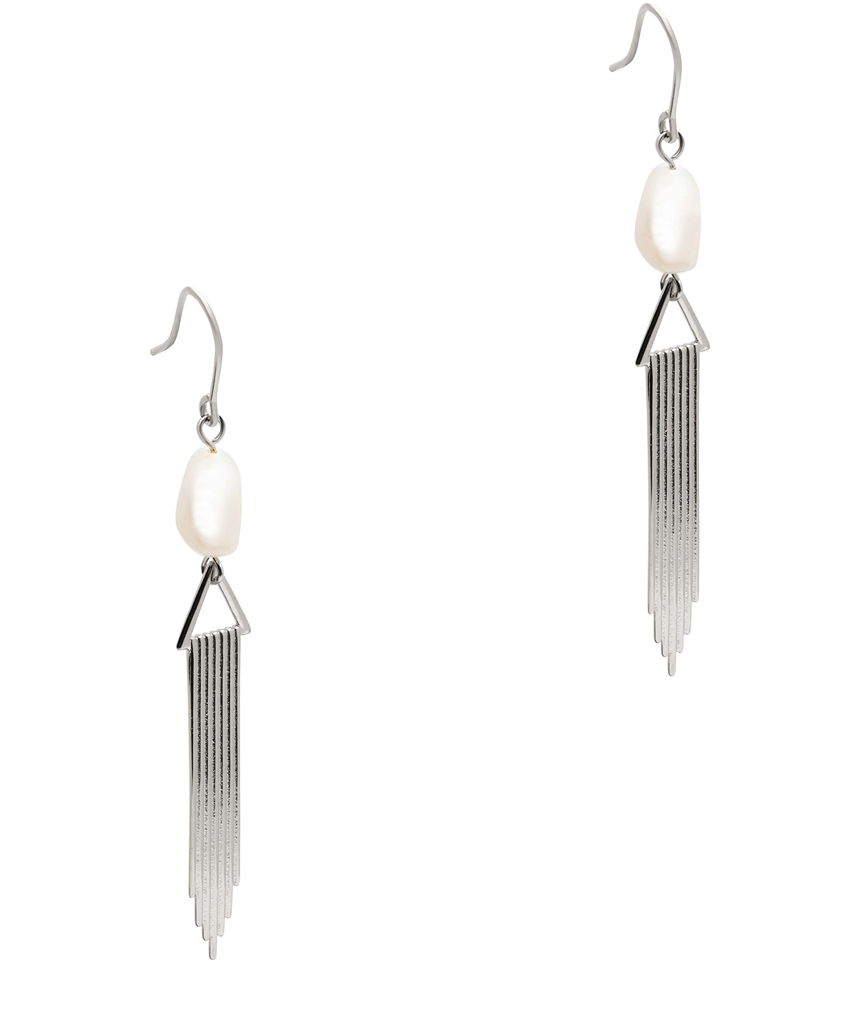 Gift Packaged 'Carrie' 925 Silver and Pearl Art Deco Drop Earrings