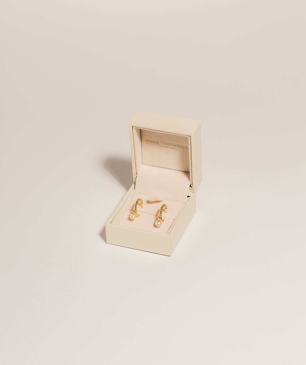 Gift Packaged 'Carmel' 18ct Yellow Gold Plated 925 Silver & Freshwater Pearl Half Hoop Earrings