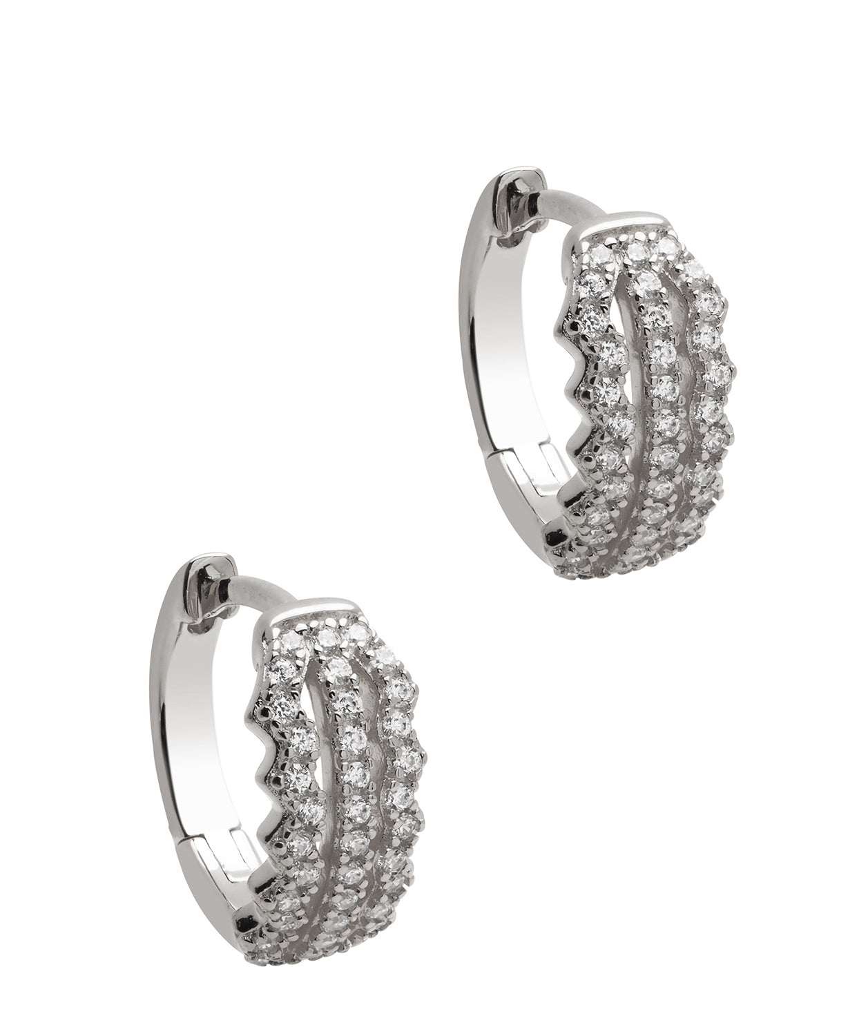 Gift Packaged 'Rhonda' 925 Silver & Cubic Zirconia Small Hoop Earrings