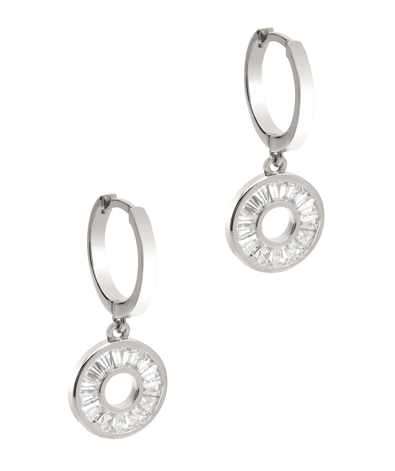 Gift Packaged 'Nabby' 925 Silver & Cubic Zirconia Drop Circle Hoop Earrings