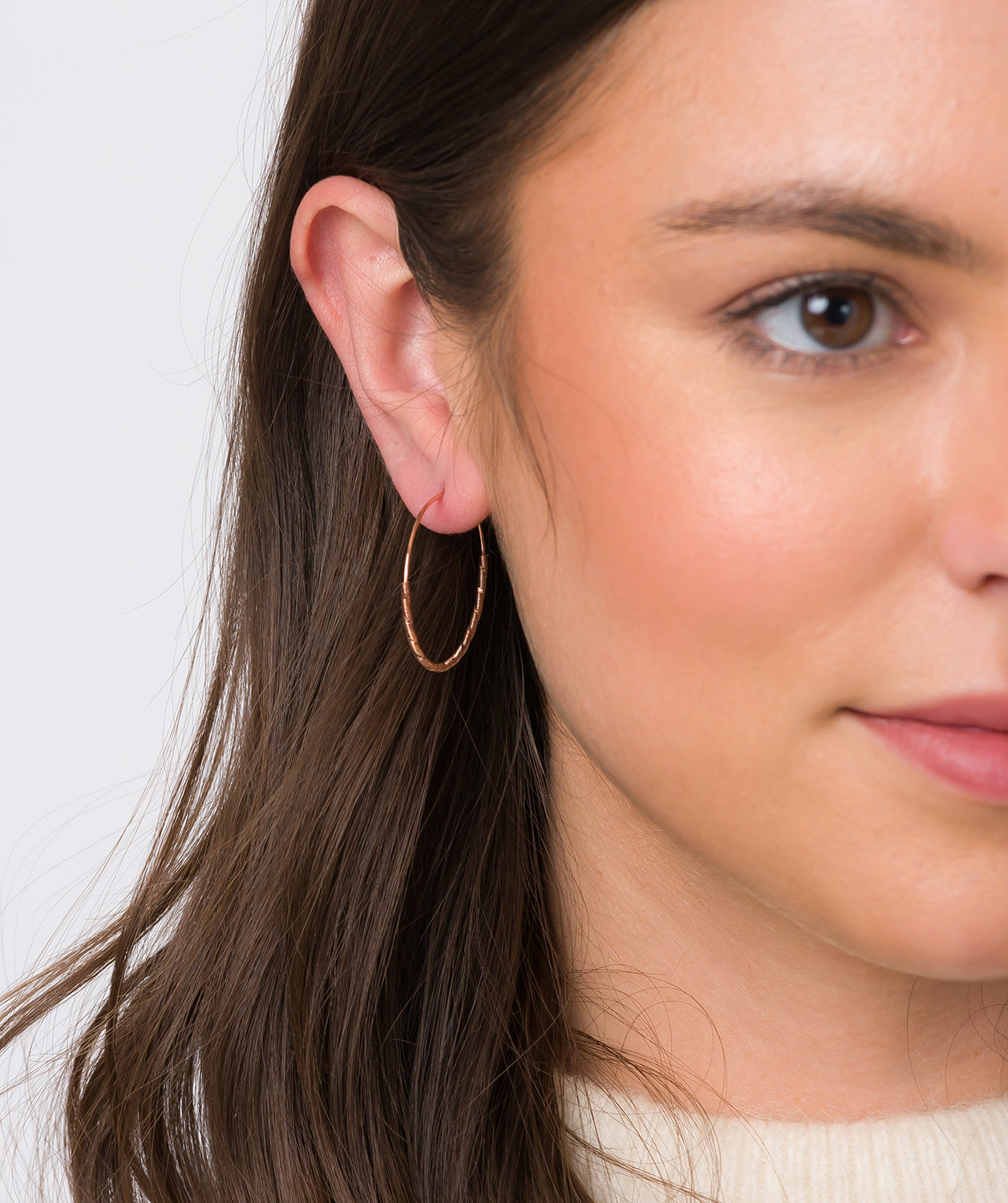 Gift Packaged 'Kessie' 18ct Rose Gold Plated Sterling Silver Twist Hooped Earrings