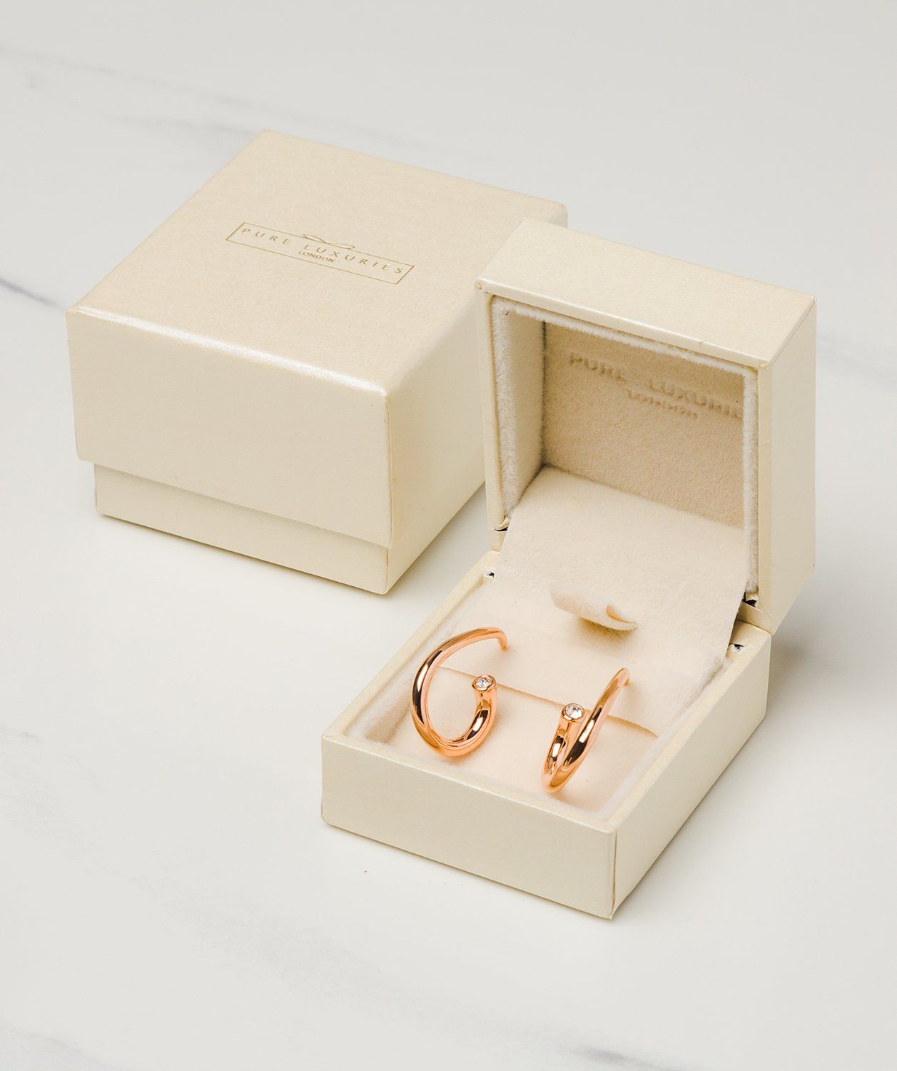 Gift Packaged 'Fabiana' 18ct Rose Gold Plated Sterling Silver Open Hoop Earrings