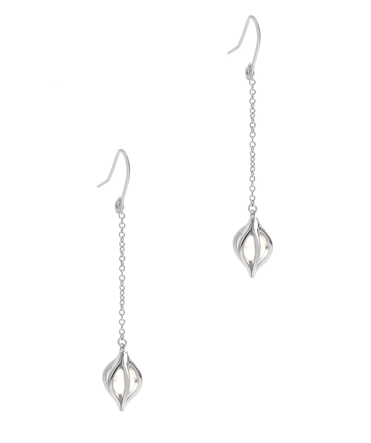 Gift Packaged 'Emanuella' Sterling Silver Pearl Drop Earrings