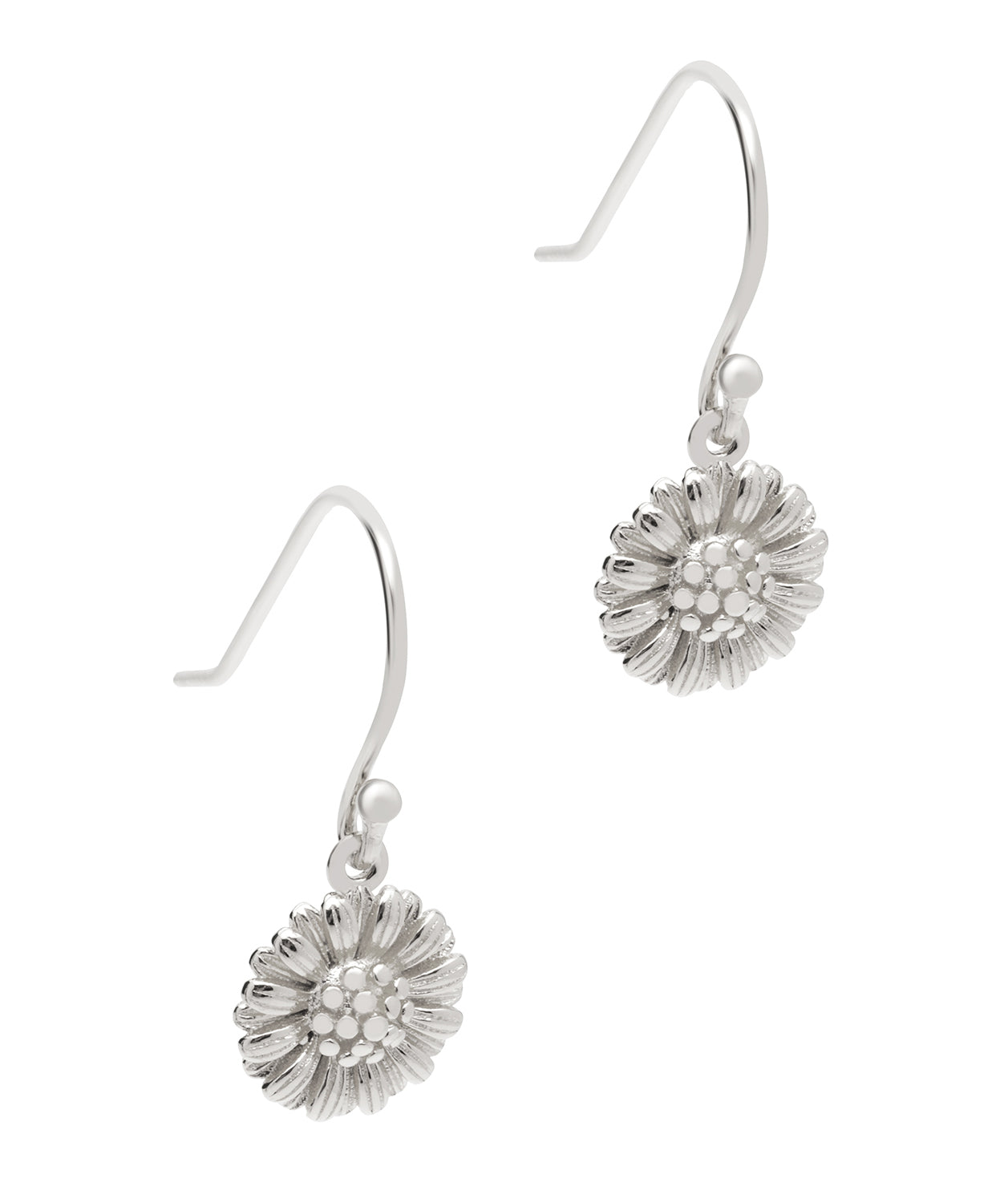 Gift Packaged 'Jemila' 925 Silver Daisy Drop Earrings