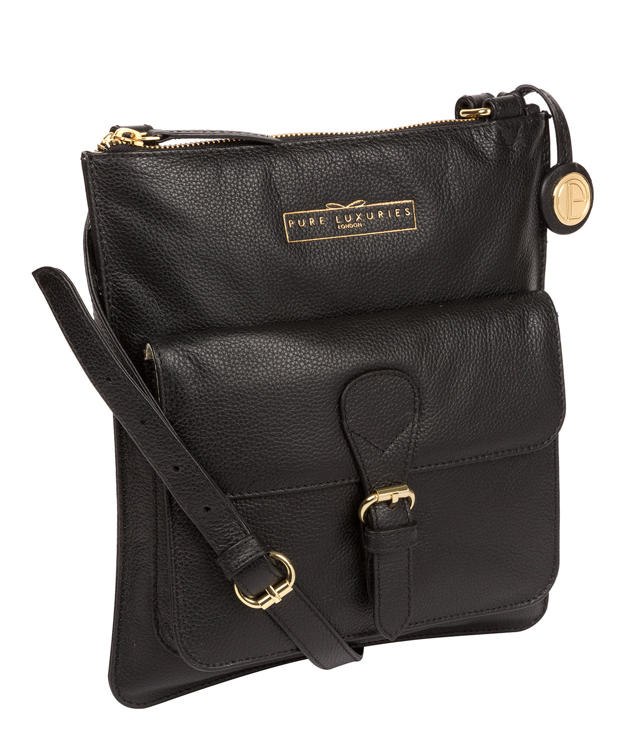 'Kenley' Black Leather Cross Body Bag