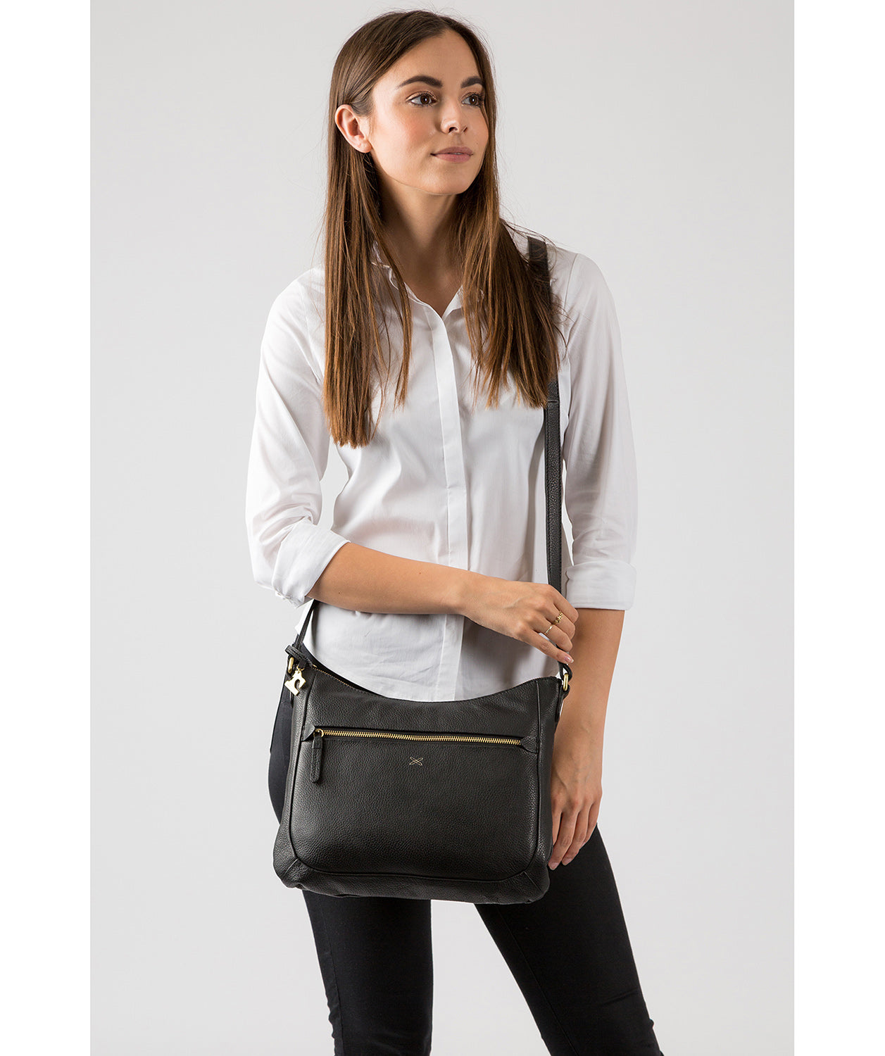 'Kay' Black Leather Cross Body Bag image 2