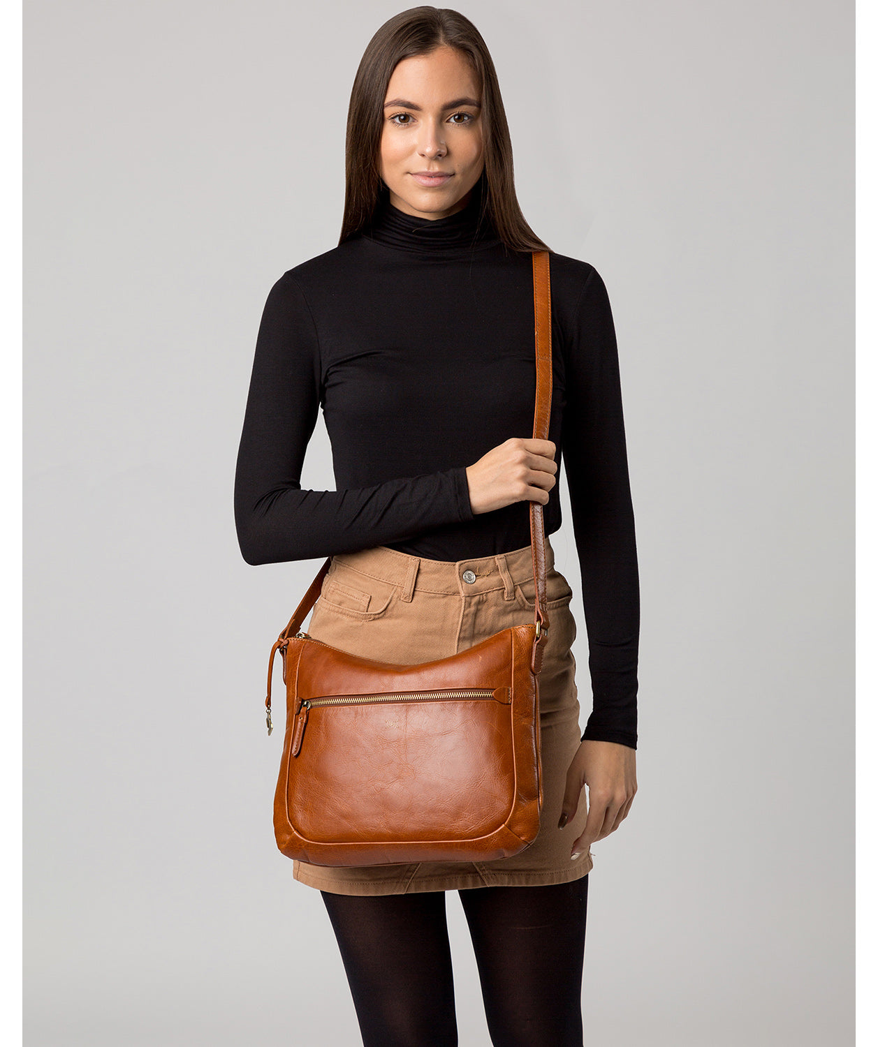 'Kay' Bourbon Leather Cross Body Bag Pure Luxuries London