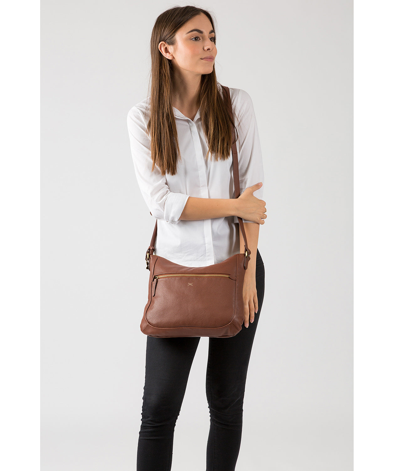 'Kay' Cognac Leather Cross Body Bag image 2