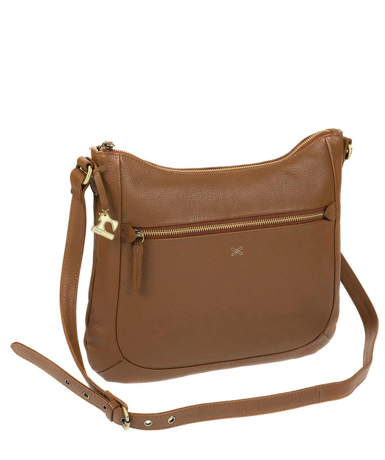 'Kay' Dark Tan Leather Cross Body Bag Pure Luxuries London