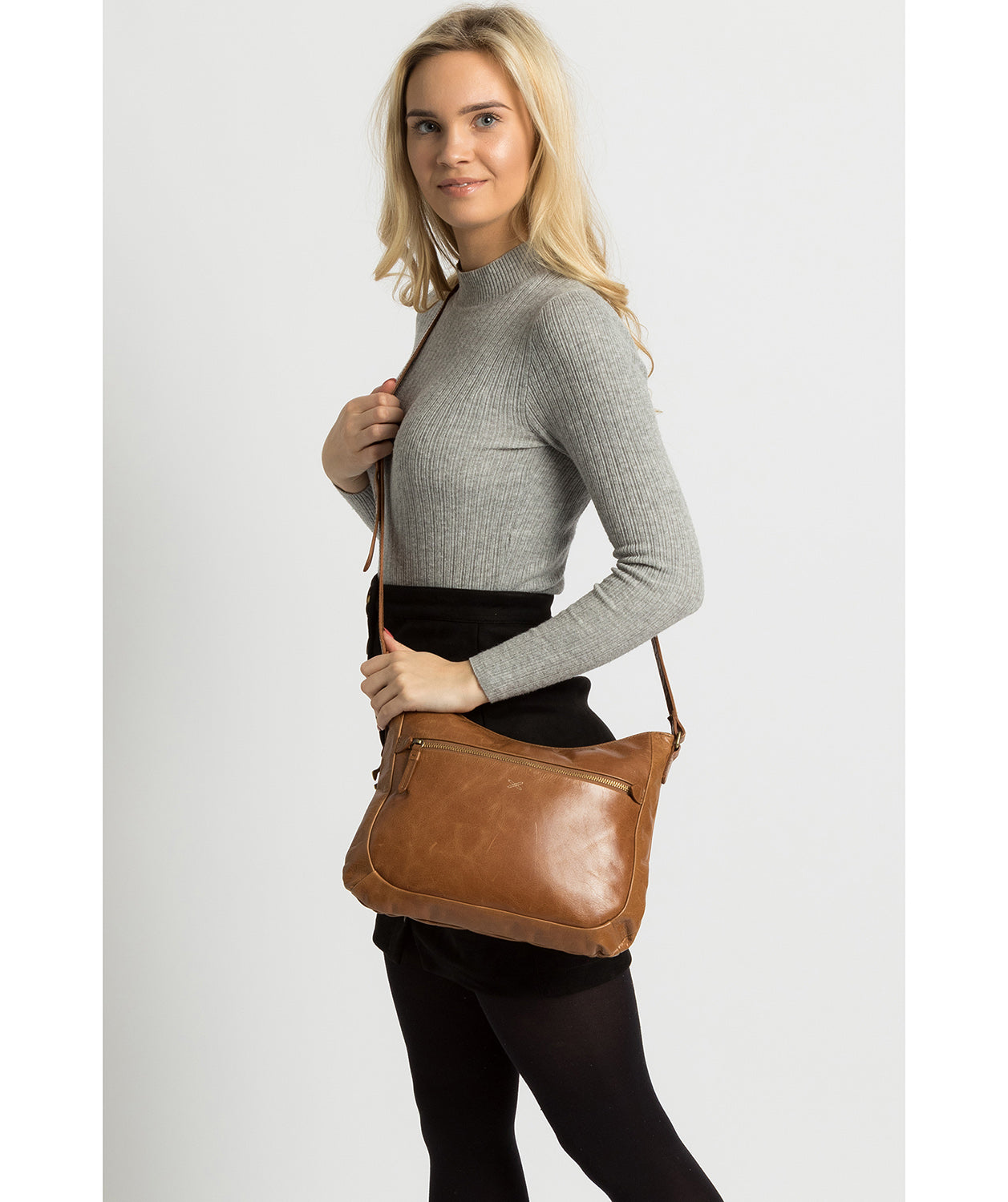 'Kay' Saddle Leather Cross Body Bag image 2