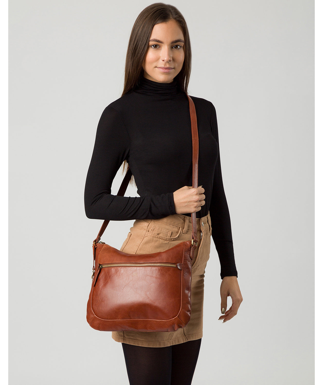 'Kay' Whiskey Leather Cross Body Bag Pure Luxuries London