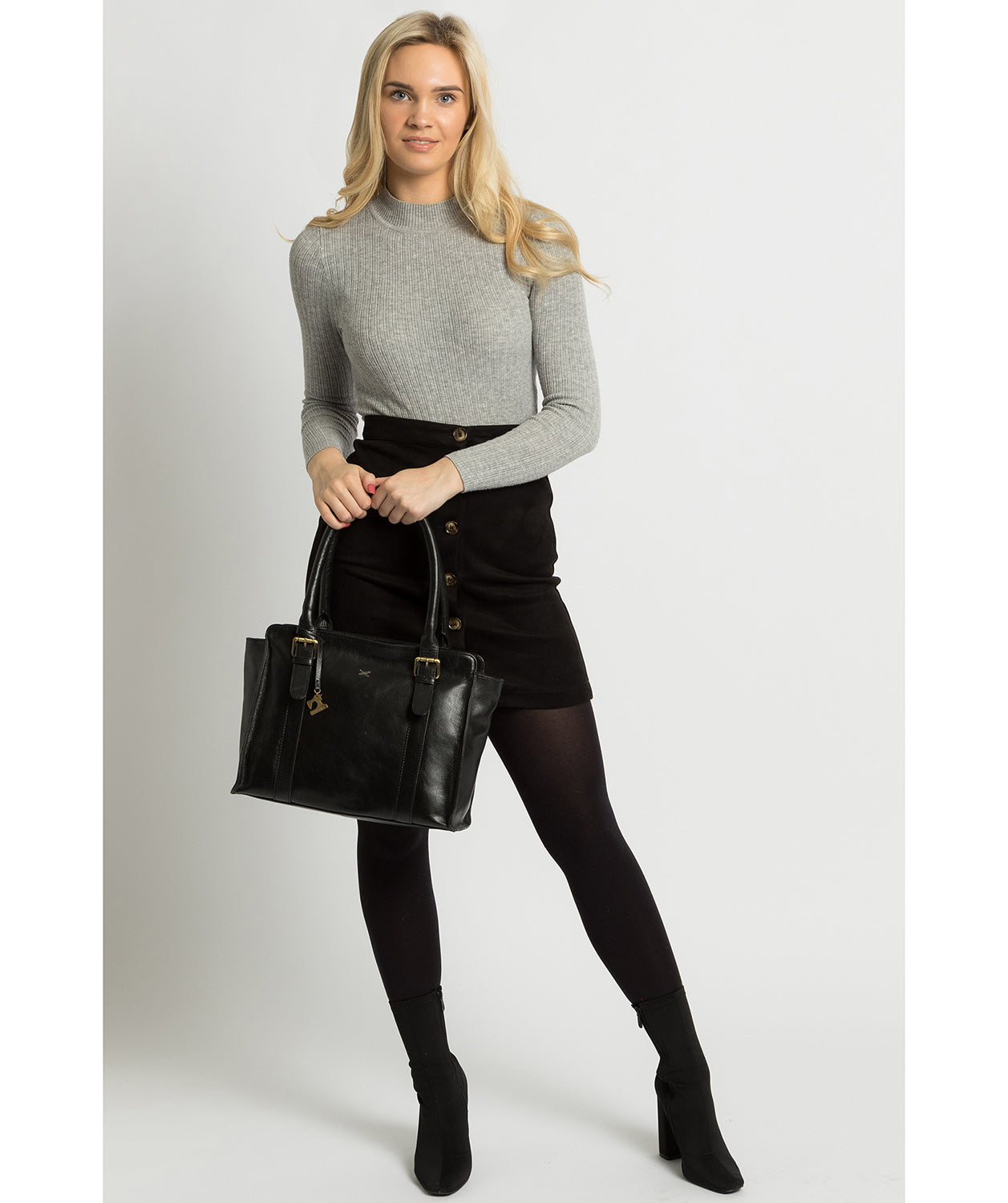 'Scarlett' Ebony Leather Handbag Pure Luxuries London