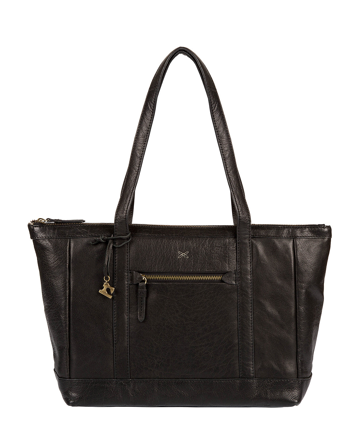 'Ellis' Black Leather Tote Bag