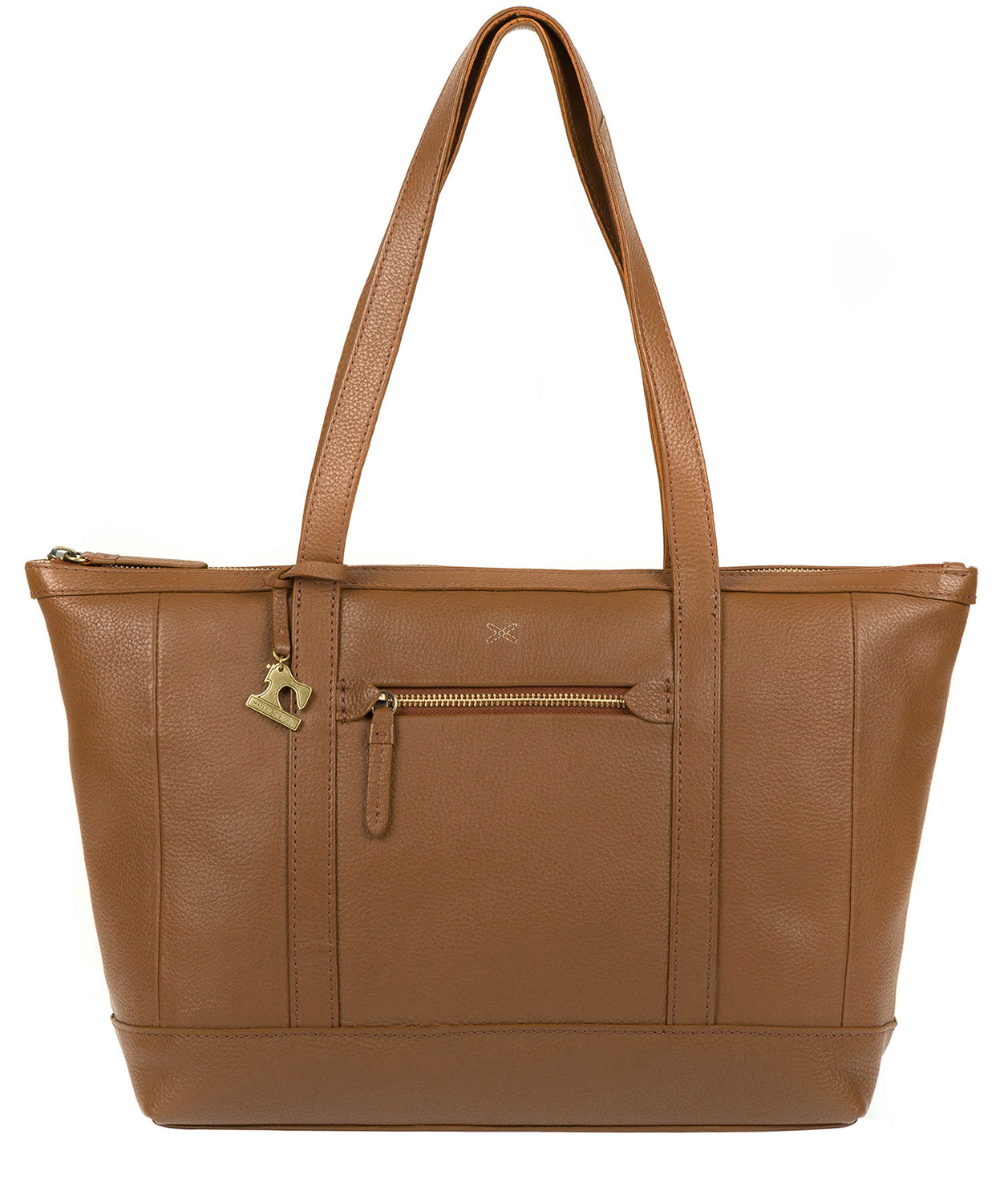 'Ellis' Dark Tan Leather Tote Bag image 1